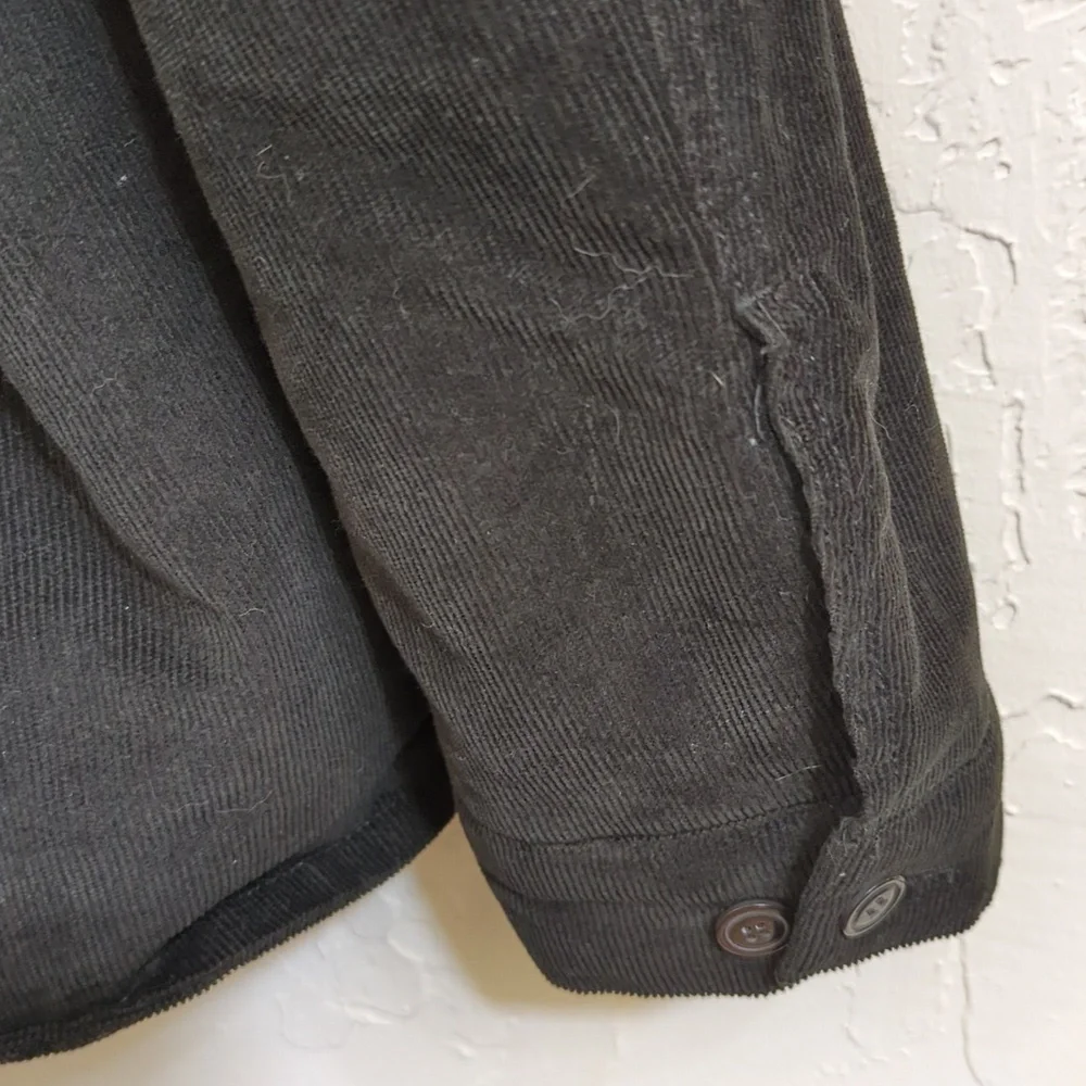 Levi's Black Faux Shearling Lined Hooded Corduroy Shirt Jacket Size XL